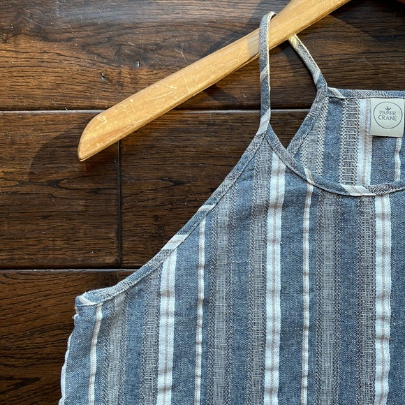 Paper Crane Anthropologie Linen vertical stripe oversized box tank top - Picture 5 of 9